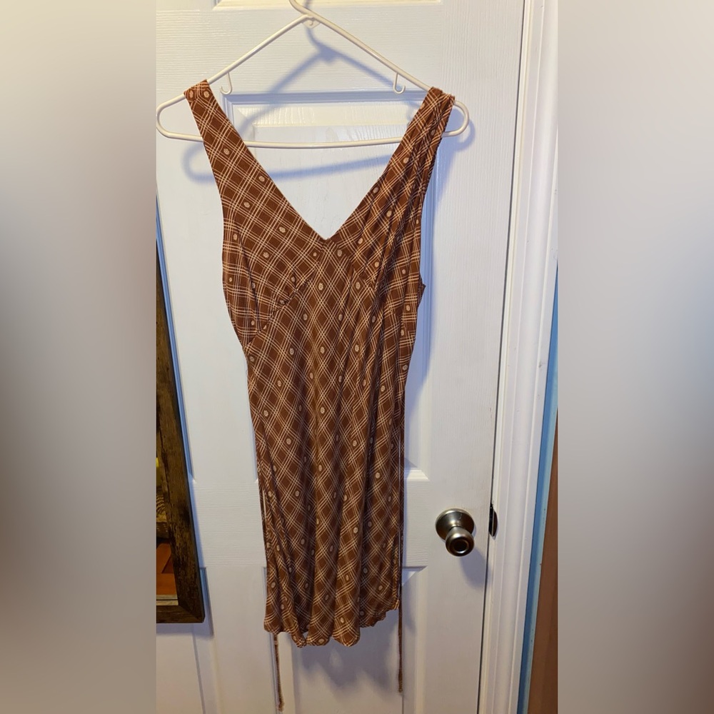 Wild Fable Brown Plaid Maxi Dress